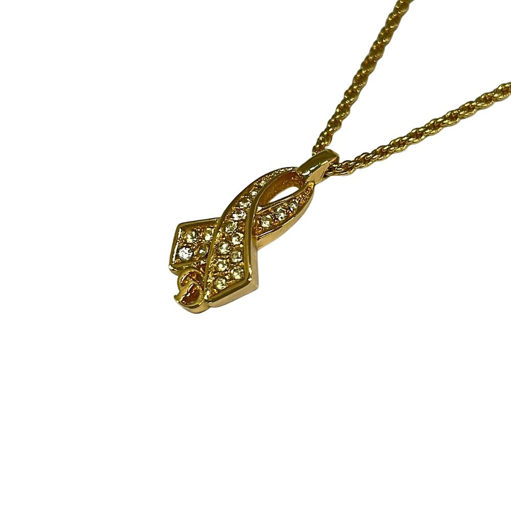 Christian Dior Necklace Gold Clear Hardware Rhinestones